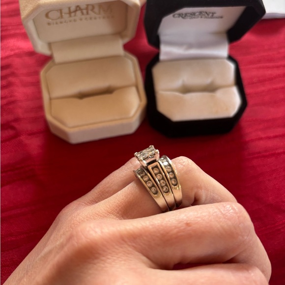 14k Gold Wedding Set + Anniversary Band 2.5CT total - Picture 9 of 12